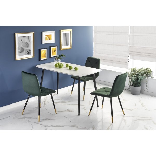 Table à manger Marco 120 x 70 cm - Marbre blanc/noir Table à manger Marco 120 x 70 cm - Marbre blanc/noir