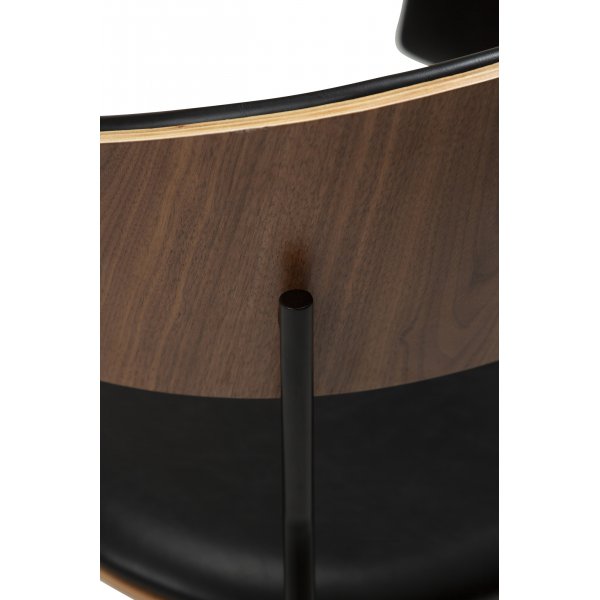 Chaise avec cadre pour berceau - PU noir/placage noyer Chaise avec cadre pour berceau - PU noir/placage noyer