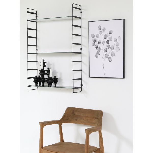 Stream svart vägghylla med svart glasmarmor hyllplan Stream svart vägghylla med svart glasmarmor hyllplan