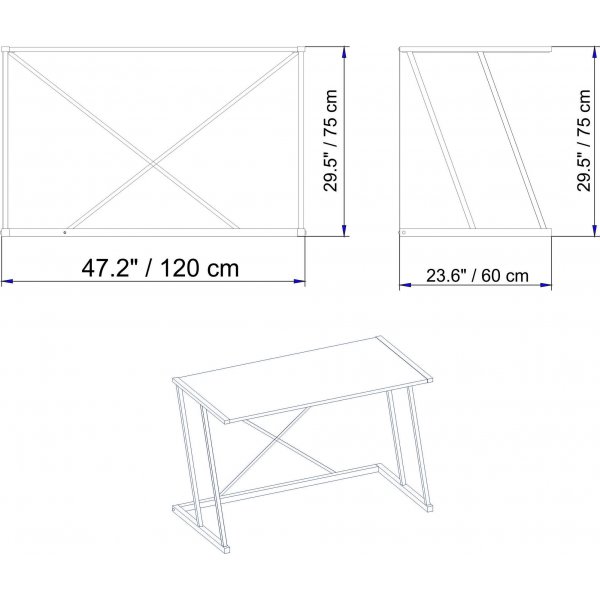 Adelaide skrivbord 114 x 60 cm - Guld/vit