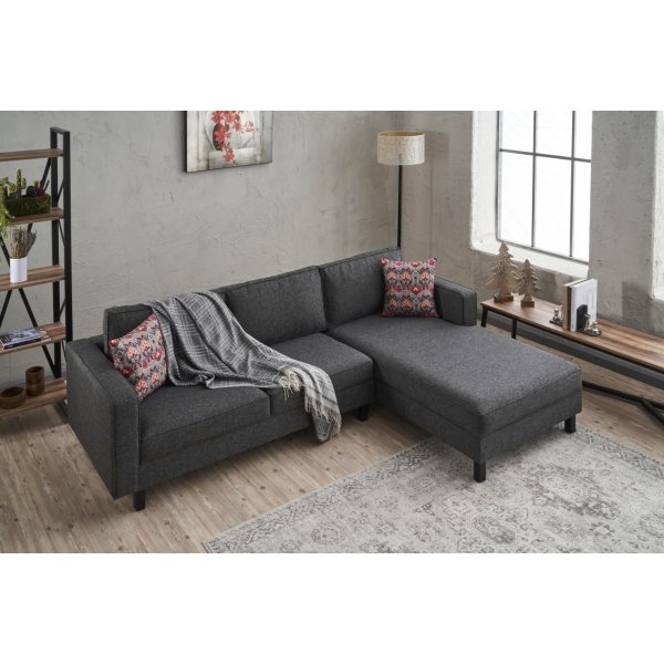 Canap divan droit Kale - Lin anthracite