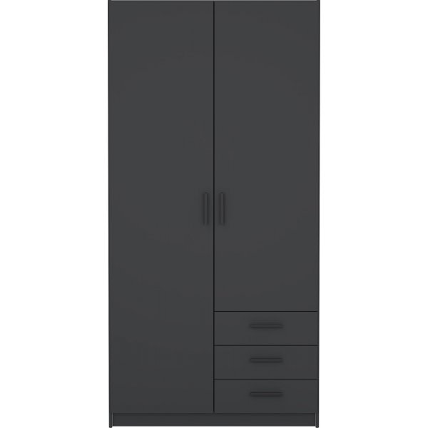 Sprint garderob med 2 dörrar och 3 lådor - Grå Sprint garderob med 2 dörrar och 3 lådor - Grå