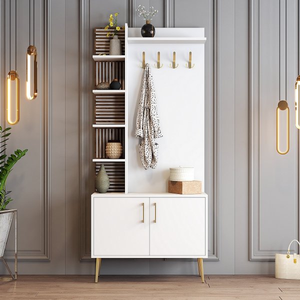 Viyana hallmöbel 90 cm - Vit/guld Viyana hallmöbel 90 cm - Vit/guld