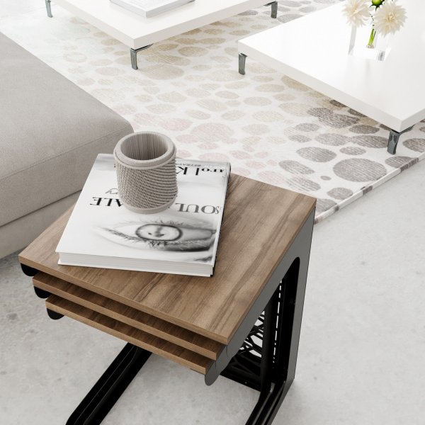 Hare satsbord 45,5 x 51 cm - Svart/valnt