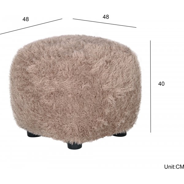 Fluffy sittpuff i brungrtt hrigt tyg