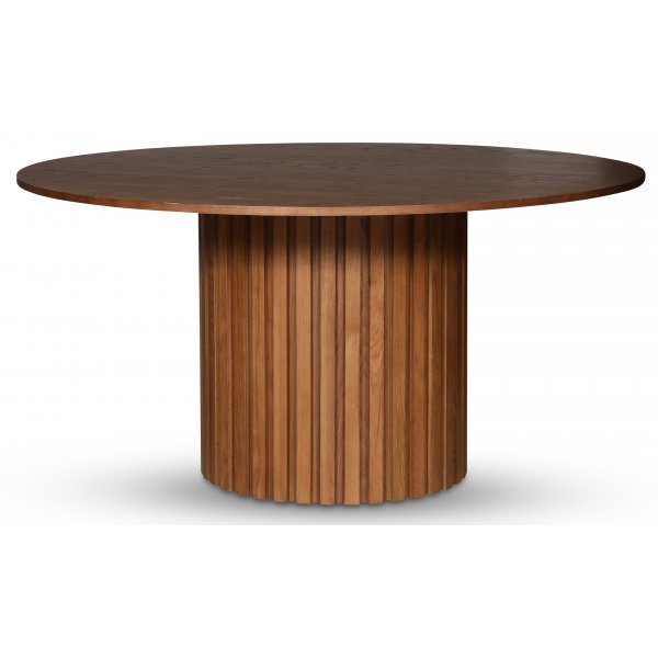 PiPi matgrupp; �150 cm runt matbord i valn�t + 6 st Svarta pinnstolar