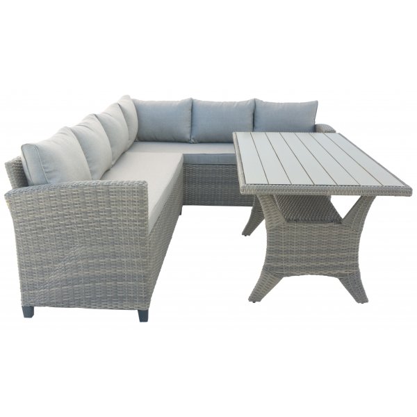 Utegrupop - Hörnsoffa med bord i rotting - Natur Utegrupop - Hörnsoffa med bord i rotting - Natur