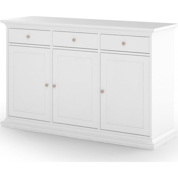 Buffet Paris avec 3 armoires et 3 tiroirs - Blanc