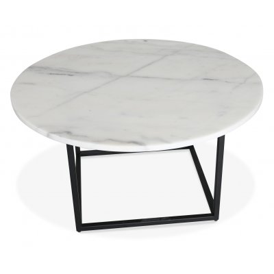Dexter runt soffbord 85 cm - Metall / Vit marmor sten