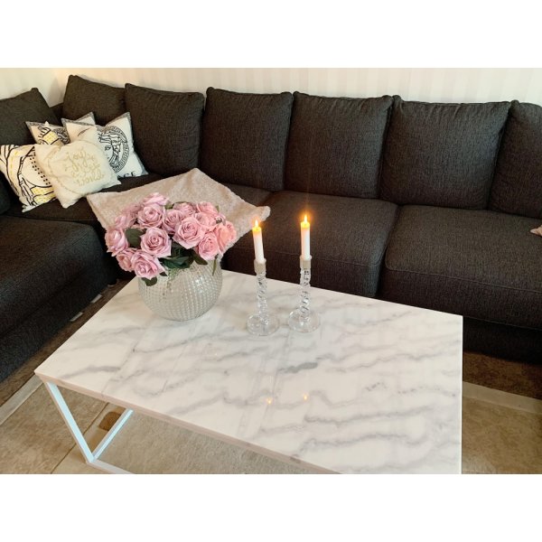 Maryland soffbord 110x60 cm i vit marmor
