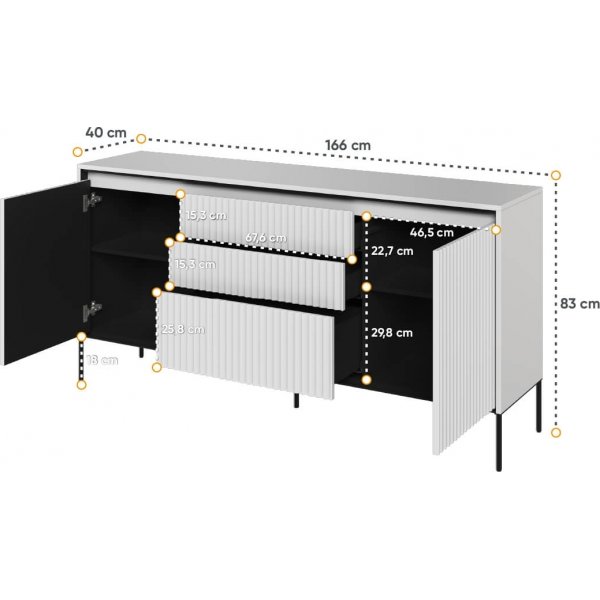 Buffet Trend L166 cm - Blanc/noir Buffet Trend L166 cm - Blanc/noir