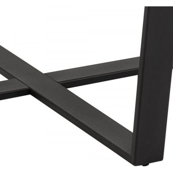 Matbord runt 110 cm brun marmorfaner med svarta ben