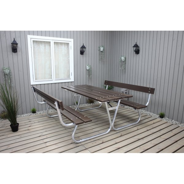 Stabil bänkset med ryggstöd - Brun Stabil bänkset med ryggstöd - Brun