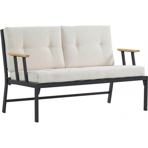 Lotus 2-sits utesoffa - Svart/beige + Textilskydd fr mbler