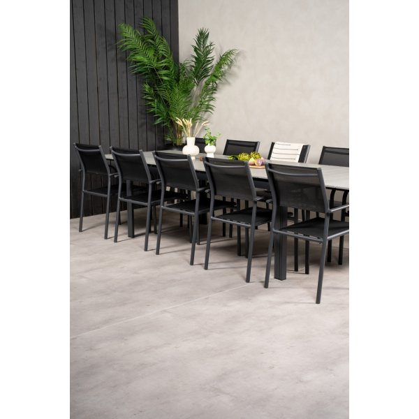 Levels utematgrupp med 10 st Santorini stolar - Svart/Grå Levels utematgrupp med 10 st Santorini stolar - Svart/Grå