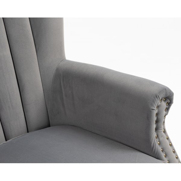 Fauteuil  oreilles en velours gris