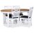 Fårö matgrupp; matbord 160/210x90 cm - Vit / oljad ek med 4 st Fårö stolar kryss i ryggen och sits i grått tyg