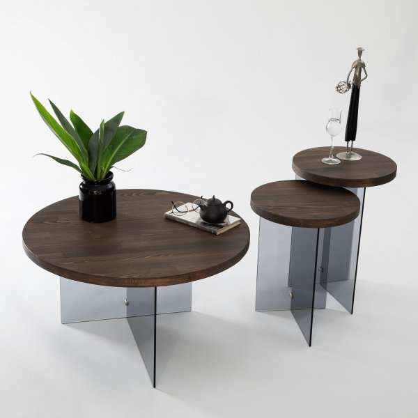 Table basse Serenity Ø70 cm - Noyer/gris foncé Table basse Serenity Ø70 cm - Noyer/gris foncé