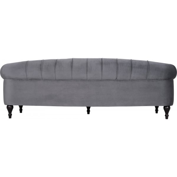 Soffa 3-sits chesterfield gr sammet