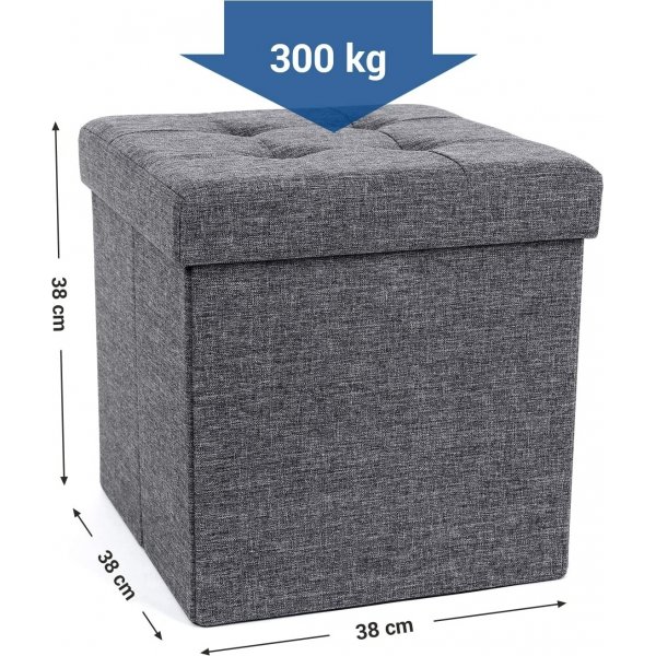 Pouf Idris avec rangement - Gris fonc