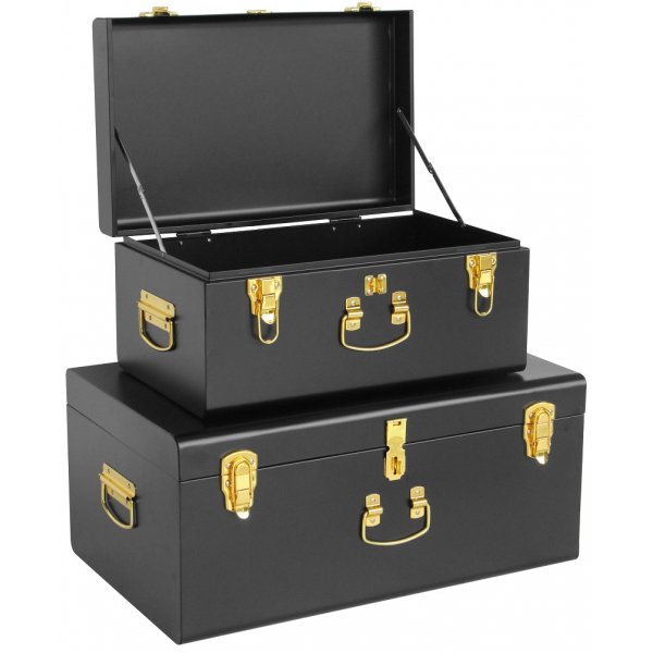 Matteus vintage Koffert set - Svart / Mässing + Möbeltassar Matteus vintage Koffert set - Svart / Mässing + Möbeltassar