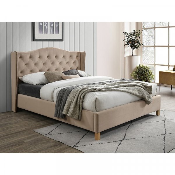 Duncan bedframe 160x200 cm - Beige fluweel
