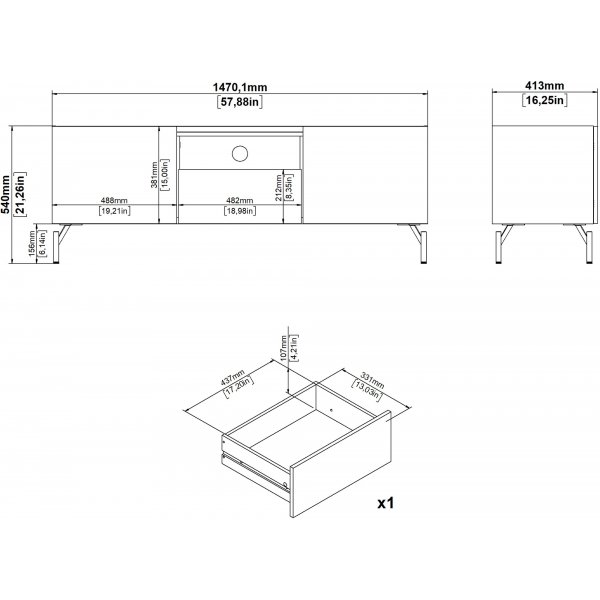 Bergen TV-bnk - Catania ek/mattsvart