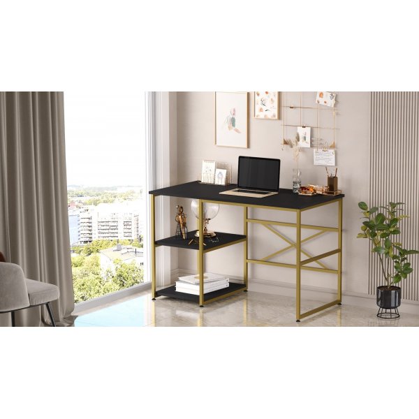 Voyage skrivbord 23, 120 x 60 cm - Svart/guld Voyage skrivbord 23, 120 x 60 cm - Svart/guld
