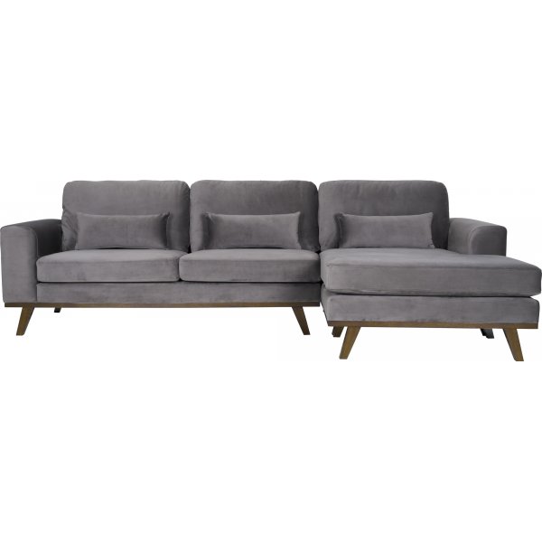 Divansoffa i grått sammet - Copenhagen + Fläckborttagare för möbler Divansoffa i grått sammet - Copenhagen + Fläckborttagare för möbler