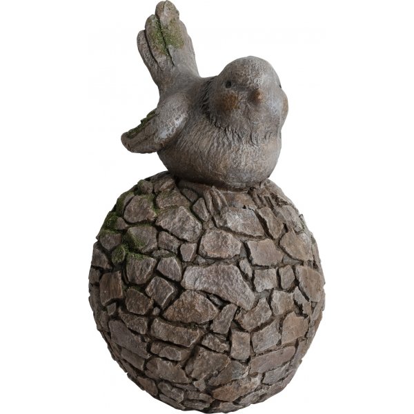 Trdgrdskonst fgel p klot i sten - H44 cm