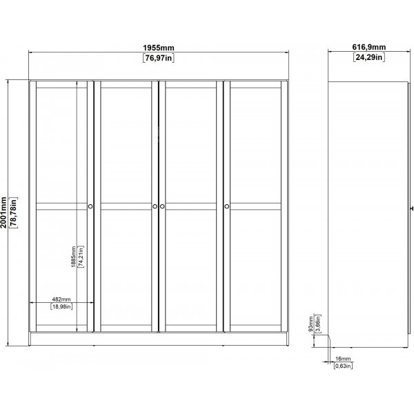 Armoire Billund à 4 portes - Hickory Armoire Billund à 4 portes - Hickory
