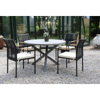 Scottsdale utematgrupp runt bord med 4 st Skanör karmstolar - Svart/Grå/Teak Scottsdale utematgrupp runt bord med 4 st Skanör karmstolar - Svart/Grå/Teak