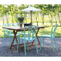 Matgrupp Saltö teak: Klaffbord i teak inklusive 4 st Bally stapelbara stolar Matgrupp Saltö teak: Klaffbord i teak inklusive 4 st Bally stapelbara stolar