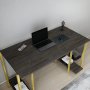 Academy skrivbord 125,2 x 60 cm - Guld/mrkgr