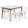 Holger matgrupp 140 cm bord med 4 st vita Fredrik pinnstolar