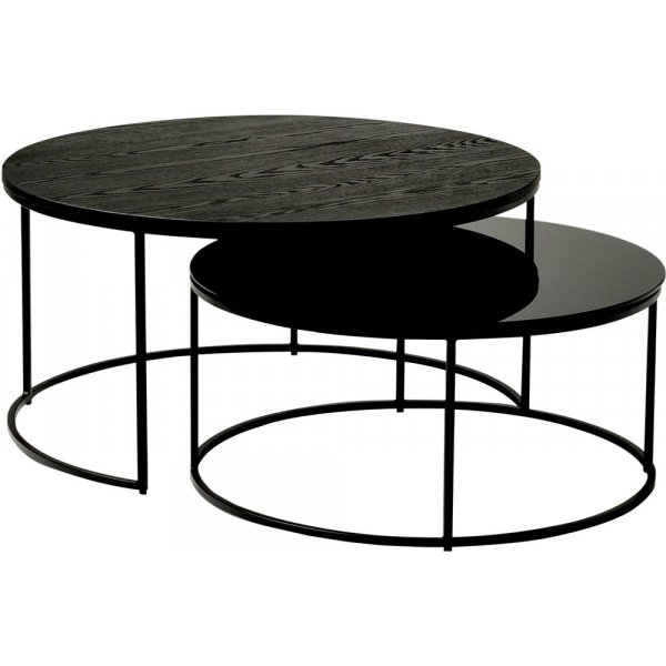Muran soffbord set 90/75 cm - Svart asp