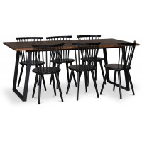 Edge 3.0 matgrupp 190x90 cm inkl 6 st svarta pinnstolar Castor - Brownstained fishbone Edge 3.0 matgrupp 190x90 cm inkl 6 st svarta pinnstolar Castor - Brownstained fishbone