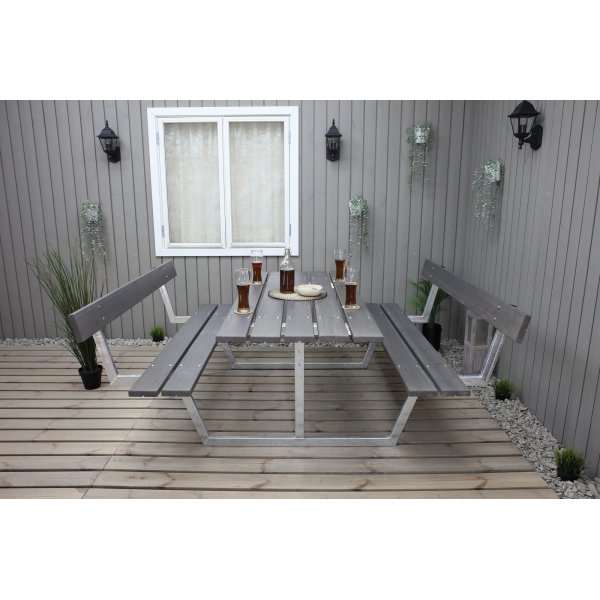 Rustieke bankenset met rugleuning - Grijs