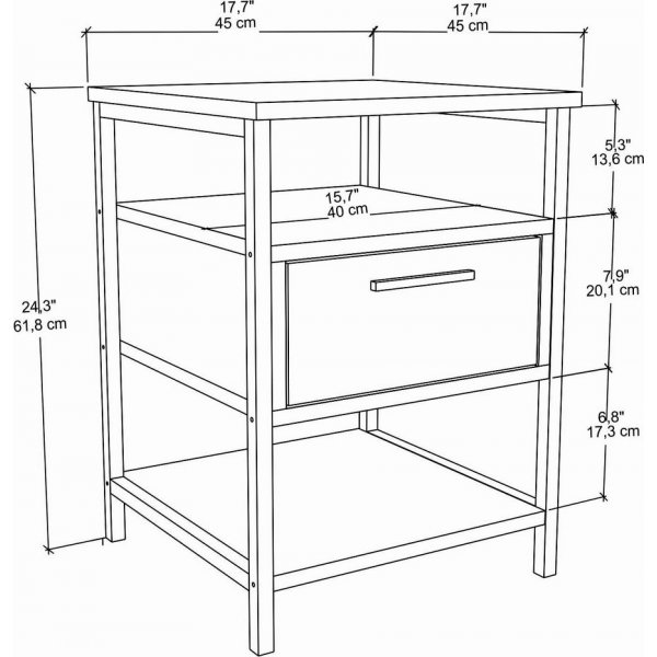 Alba nachtkastje - Zwart/eiken