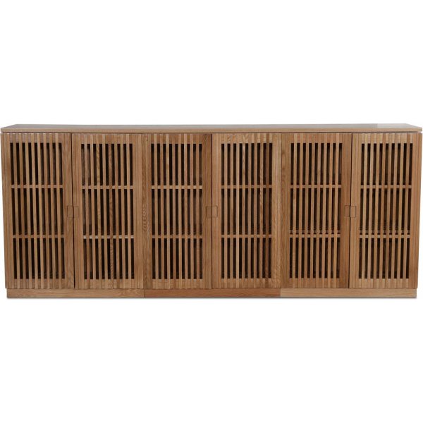 Level sideboard i oljad ek med ribbade drrar 210 cm