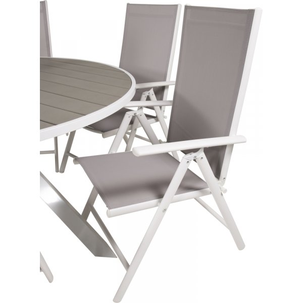 Parma utematgrupp med 6 st Break stolar - Grå/Vit Parma utematgrupp med 6 st Break stolar - Grå/Vit