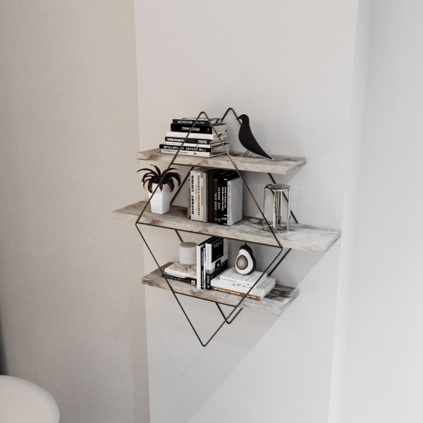 Etagère murale Dekoryum Chêne/noir Etagère murale Dekoryum Chêne/noir