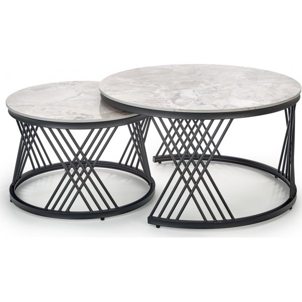 Table basse Flamingo 60 cm - Marbre gris/noir