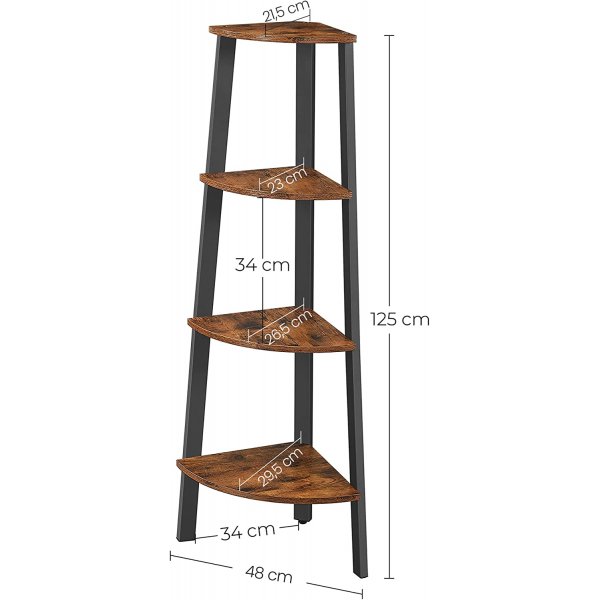 Nilla hoekplank 125 cm - Bruin/zwart