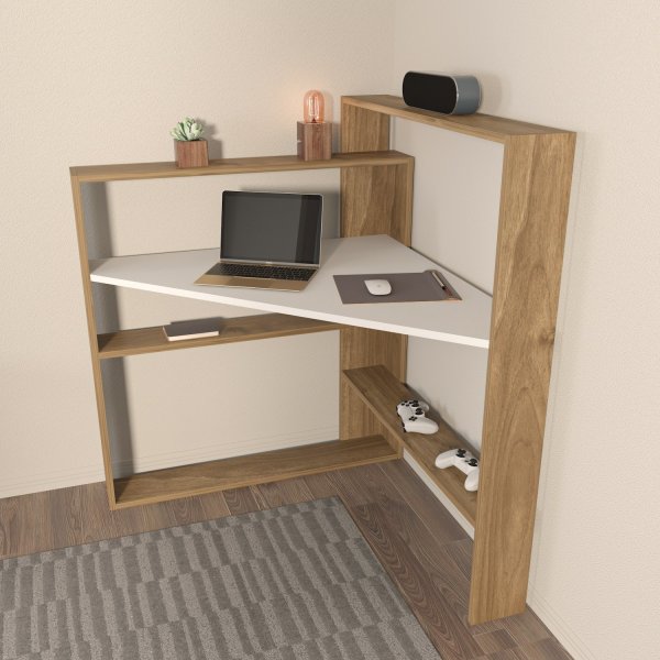 Bureau d\\\'angle Ripa Noyer/blanc - 93,6 x 93,6 cm Bureau d\\\'angle Ripa Noyer/blanc - 93,6 x 93,6 cm