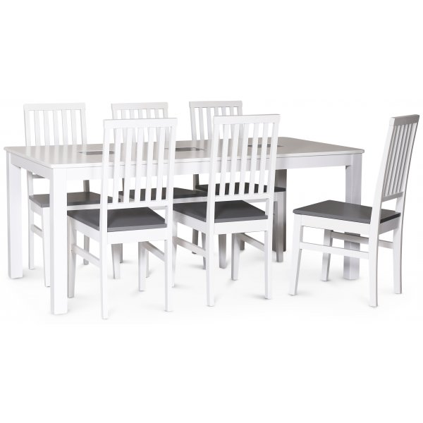 Milla matgrupp; matbord 180x90 cm med 6 st Fr matstolar