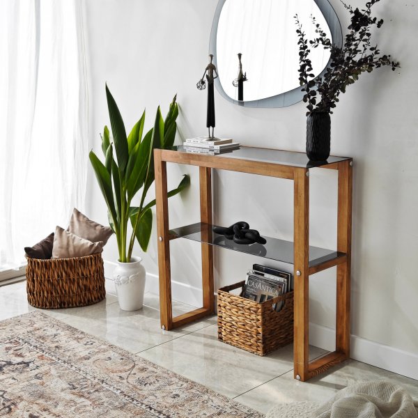 Table en relief Via 85 x 31 cm - Noyer Table en relief Via 85 x 31 cm - Noyer