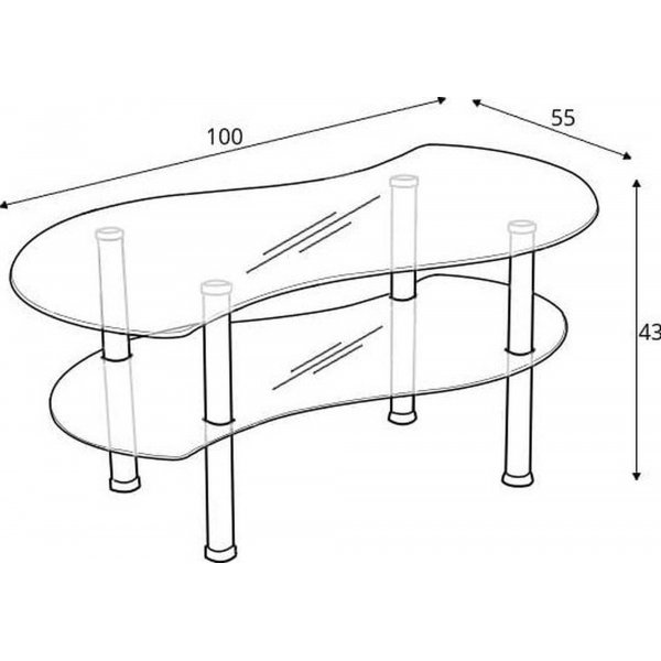 Table basse Ciara 100 x 55 cm - Noir/chrome