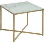 Alisma sidobord 50 x 50 cm - Vit marmor/guld