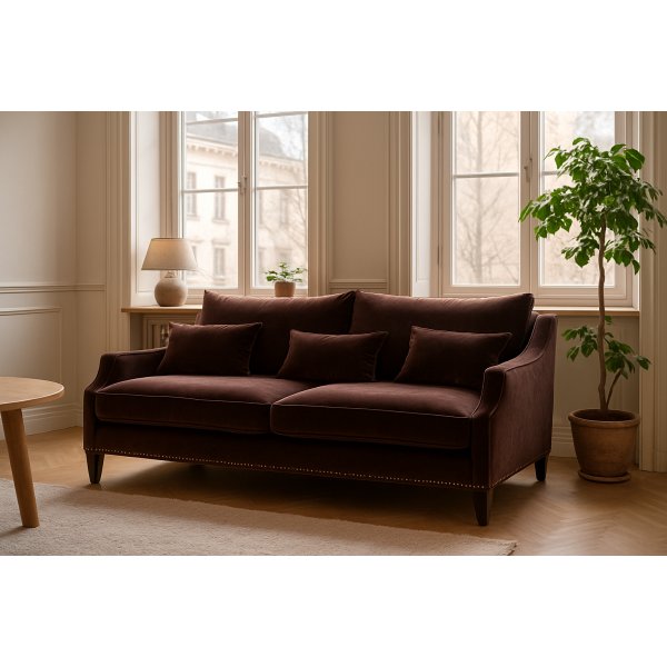 Charles 3-sits soffa - Brun sammet